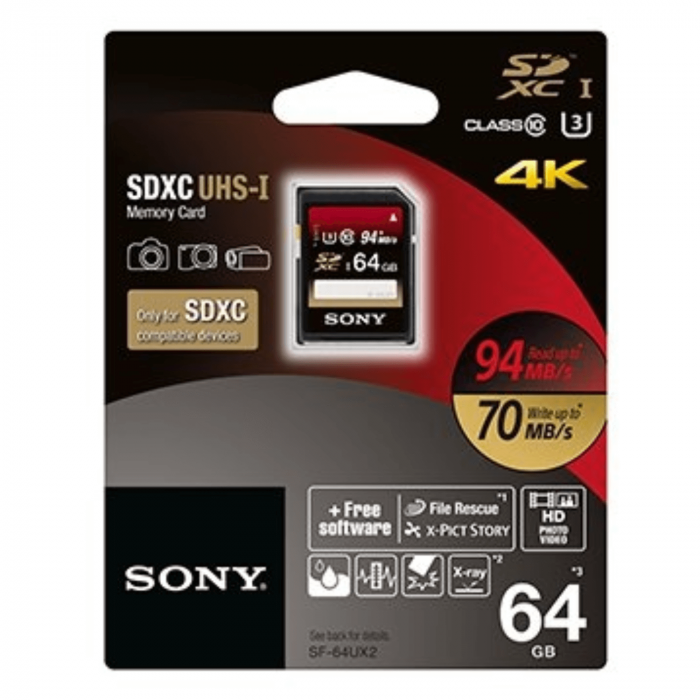 Sony 64GB High Speed UHS-I SDXC U3 Memory Card (Class 10 Sony 64GB High Speed UHS-I SDXC U3 Memory Card (Class 10