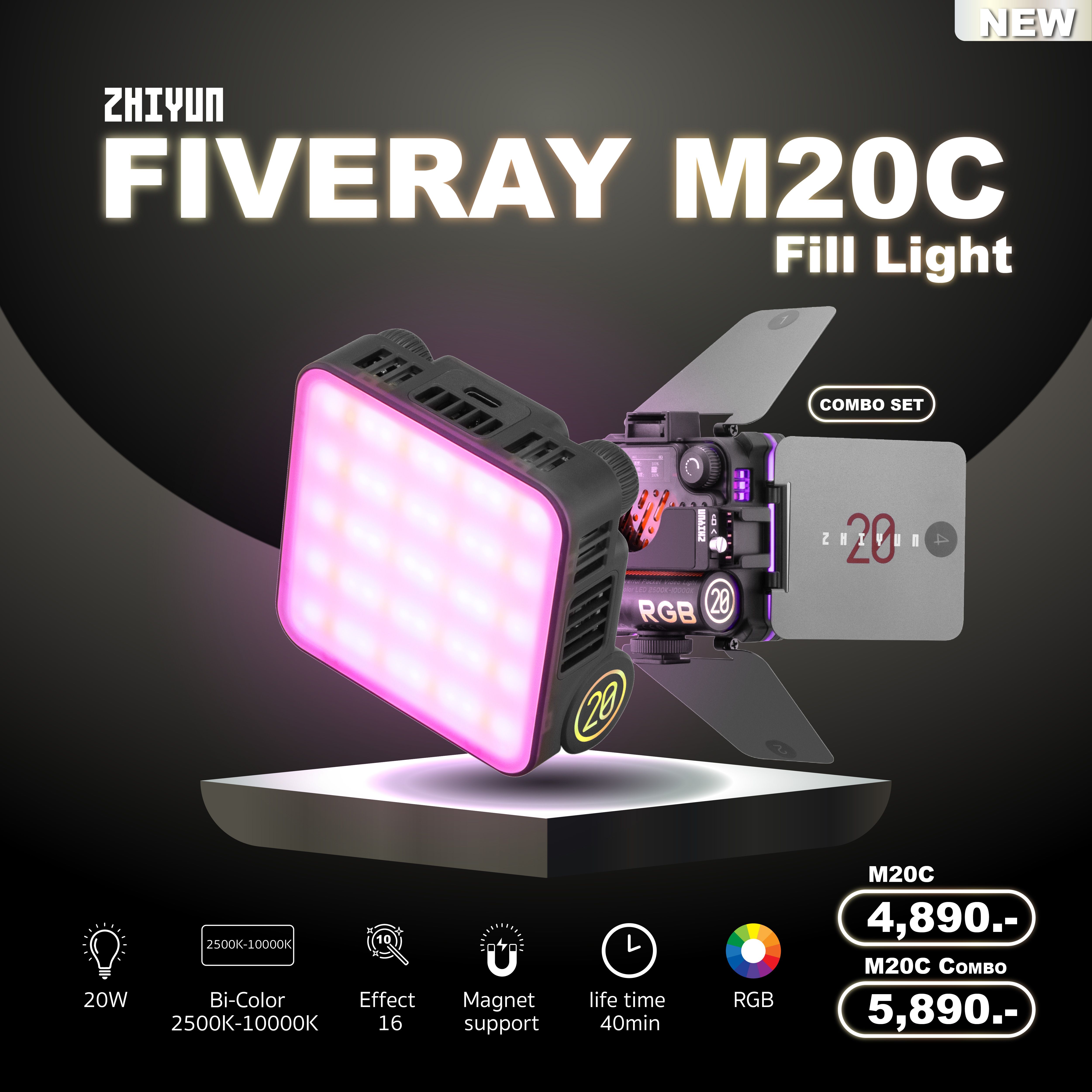 Zhiyun - FIVERAY M20C Fill Light - BIGCamera : ศูนย์รวมกล้อง