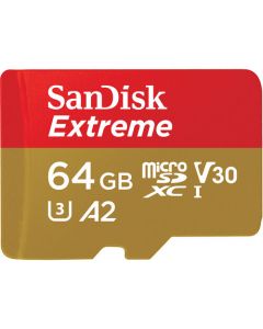 SanDisk Extreme 64GB microSD UHS-I Card with Adapter - U3 A2(SDSQXA2-064G-GN6AA)